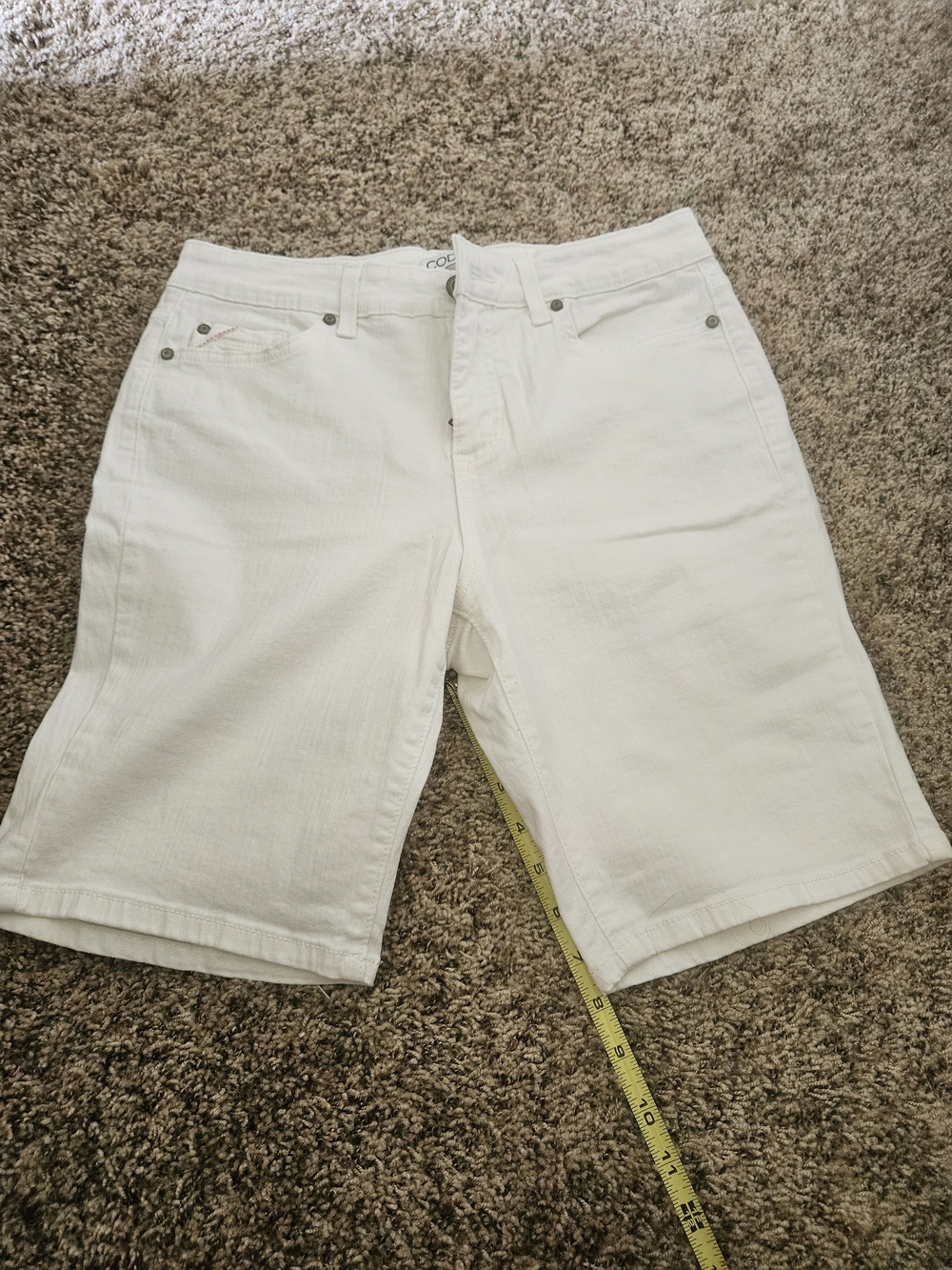 Code Bleu White Denim Bermuda Shorts
